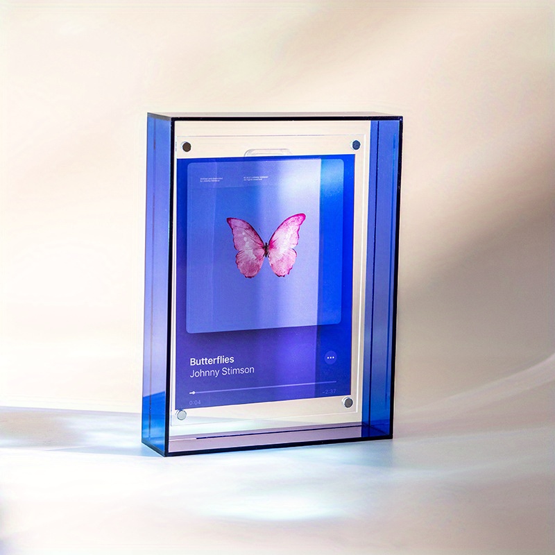 1pc vibrant mini acrylic photo frame colorful diy picture display for home decor desktop or wall mount contemporary style vertical rectangle design transparent border with multicolored edges desktop decor
