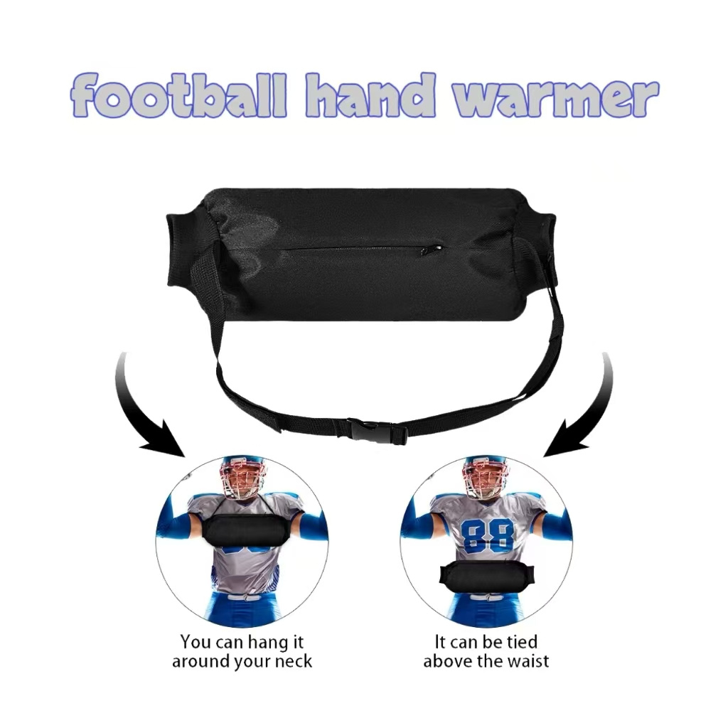 

Fabric Football Hand Warmer With Zippered Pocket And Adjustable Strap, Uncharged, No Battery Required, For Cold Weather Outdoor Activities