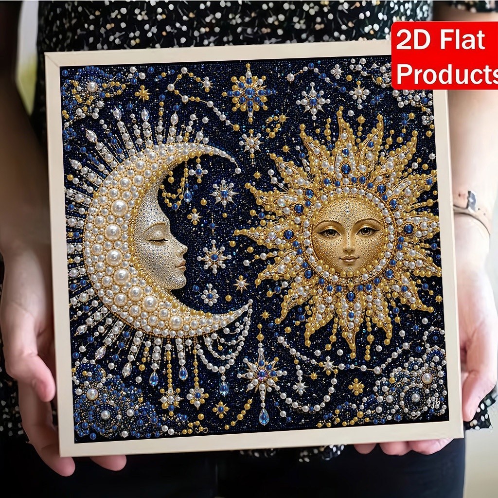 TEMU Kit per Diamond Painting a Tema Sole e Luna, con un Lussuoso Design a Strass in Stile e Elementi Scintillanti di Cielo Stellato, Set per Pittura