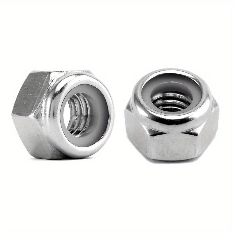 60pcs M8 Nylon Insert Lock Nuts – 304 Stainless Steel Self-Locking Hex Nuts, 1.0mm Pitch, Silver Tone