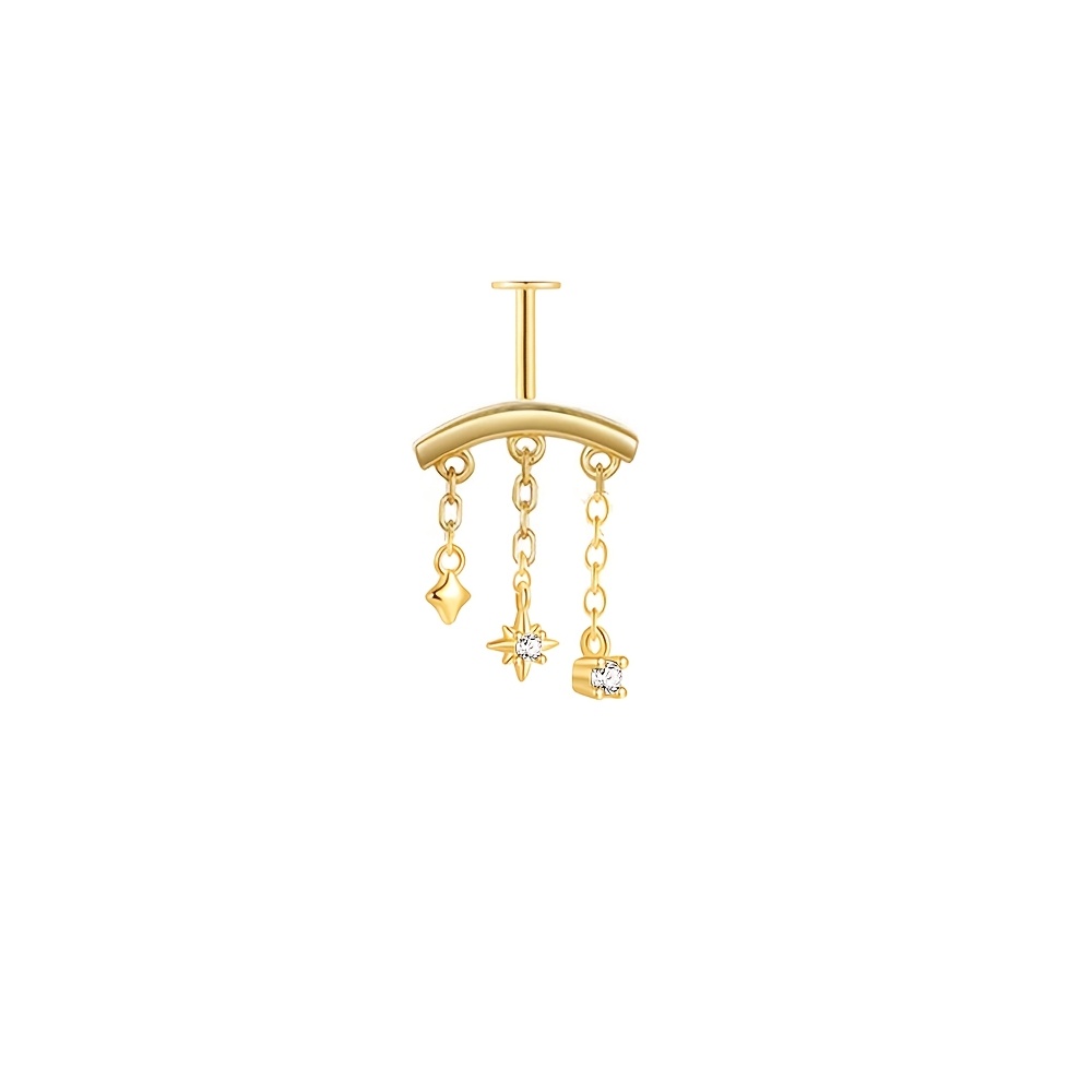 TEMU 2d Flat, 1pc Gdelgt Women' Plated Flat Back Tassel Stud - Suitable For Wedding, Party, Everyday Piercing Jewelry, Minimalist Retro Fine Ear With