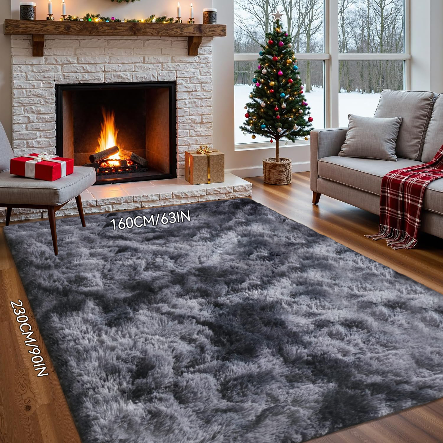 

1pc 5x8feet(160*230cm) Super Fluffy Rug Bedroom Area Rug Plush Non-slip Rug For Living Room Modern Soft Furry Carpet For Nursery Room