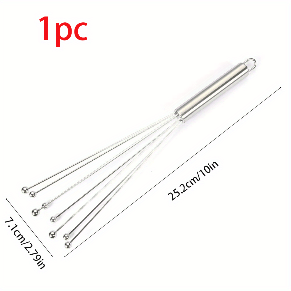 1pc 10in Stainless Steel Bead Whisk, Hand-held Bead Egg Cream Whisk, Baking Tools, Whisk Ball Whisk For Coffee Butter Cream Sauce, For Cooking, Mixing, Stirring, Beating, Stirring, Manual Egg Beater