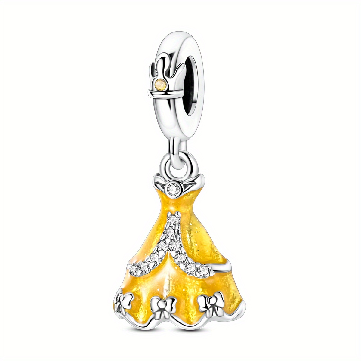TEMU A Stylish And Unique Yellow Princess Dress Charm Bead, Perfect For -pattern Bracelet Pendants, Making It An Ideal Romantic Gift For Women