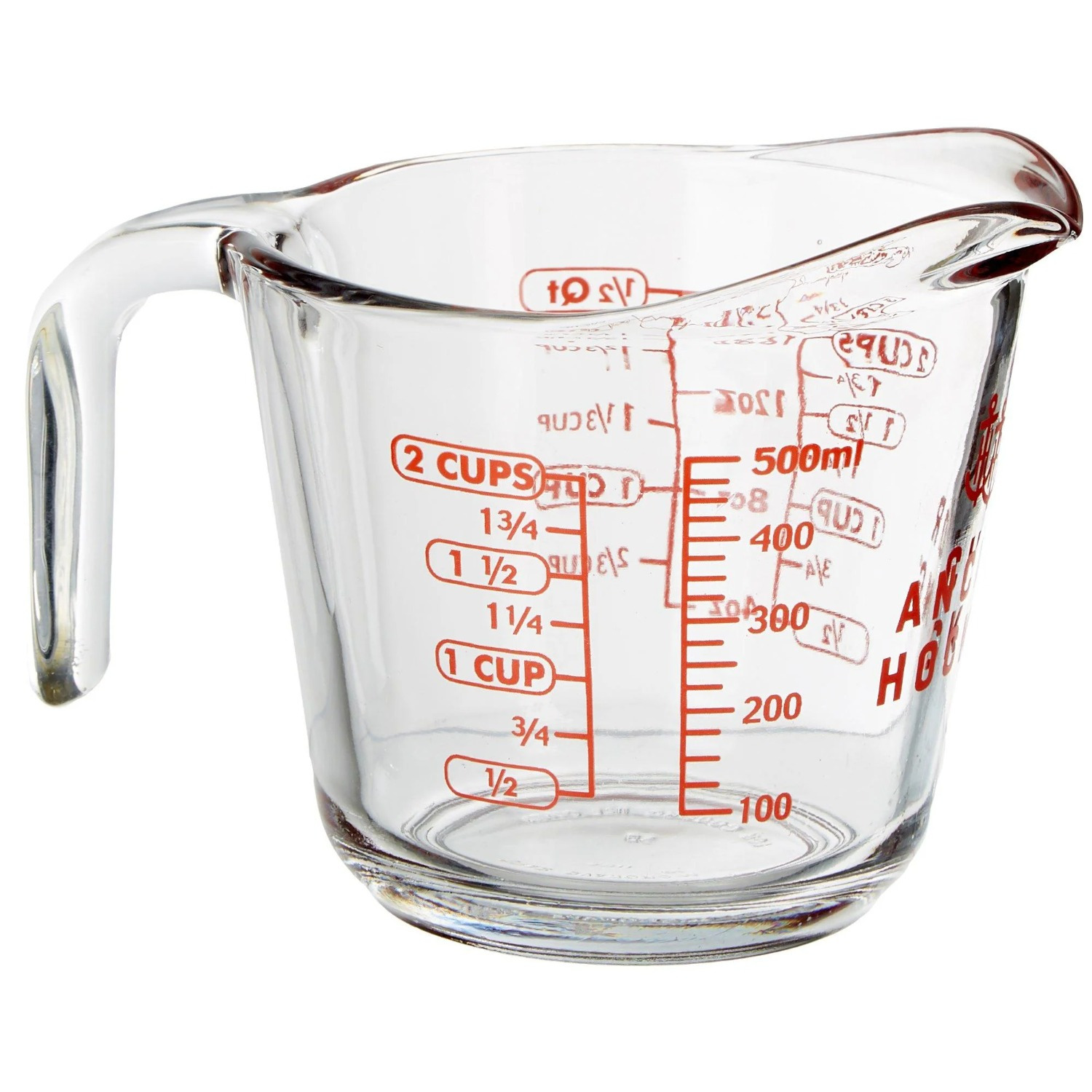 

Anchor 16oz Glass Measuring Cup With Handle - Microwave & Dishwasher Safe, , -resistant Red For Precise Cooking