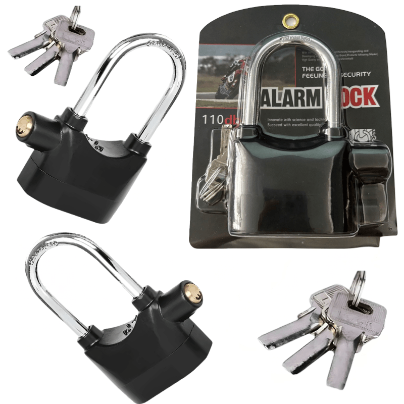 TEMU 2pcs Long 110db Anti-theft Alarm Padlock, And Anti-pry, Door , Anti-theft Alarm Padlock Includes 3 Keys, Alarm Hanging Padlock, Outdoor Door