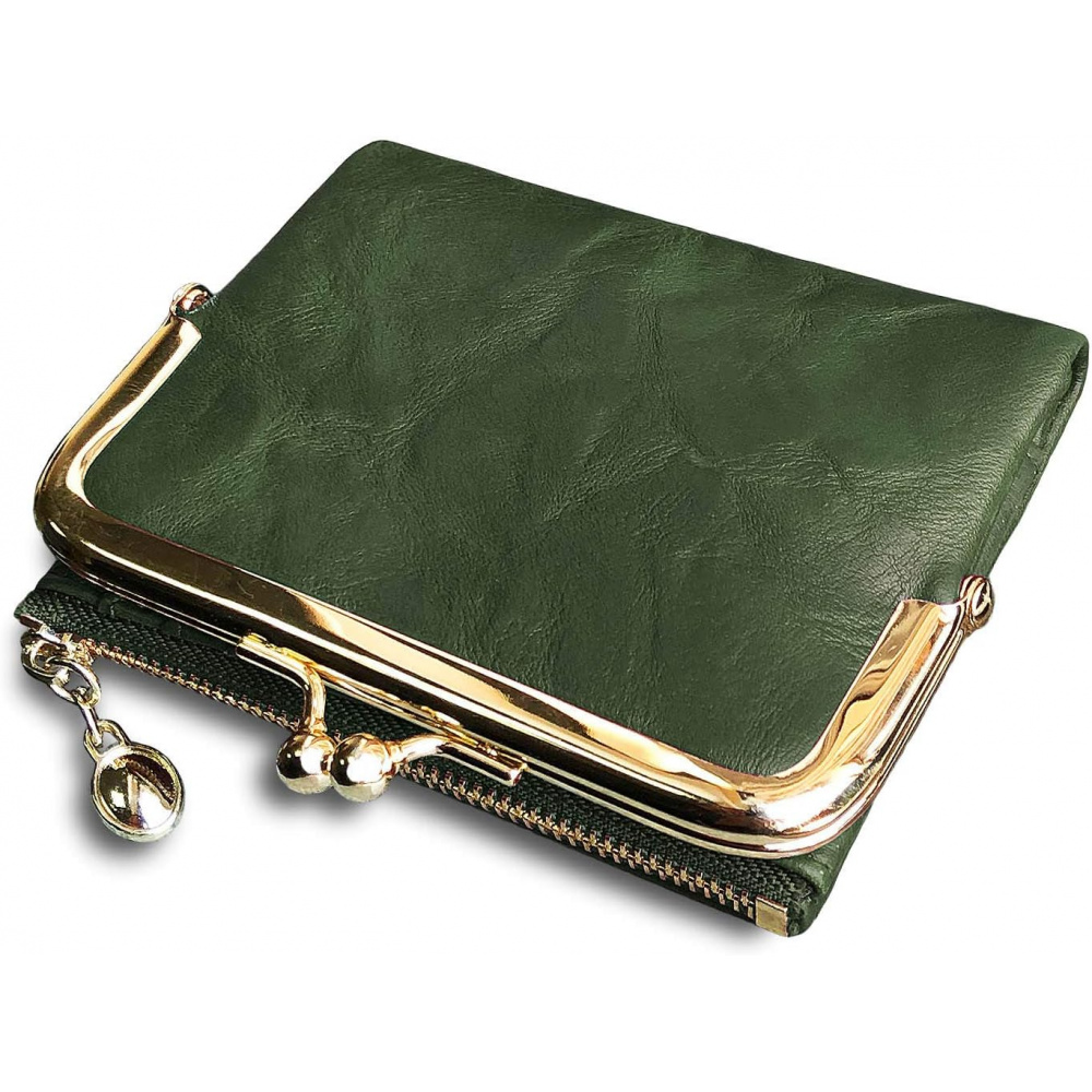 Hour Women's Rfid Blocking Wallet & Vintage Coin Purse - Compact Waxed Card Case With Lobster Clasp, Credit Card Holder And Coin Pocket (/) For Cash, Id, Keys - Elegant Portable Money