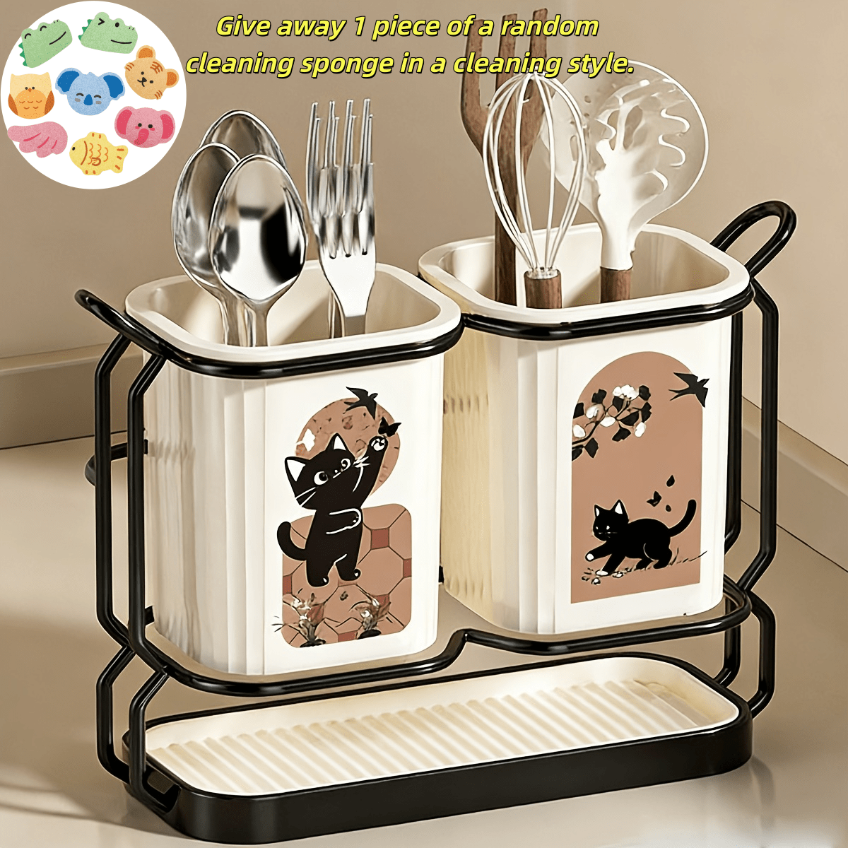TEMU 2pcs Chopstick Rests & Holders Carbon Steel Kitchen Utensil & Knife Organizer W Countertop & Wall Detachable Drip Traydurable, Ideal For Storing