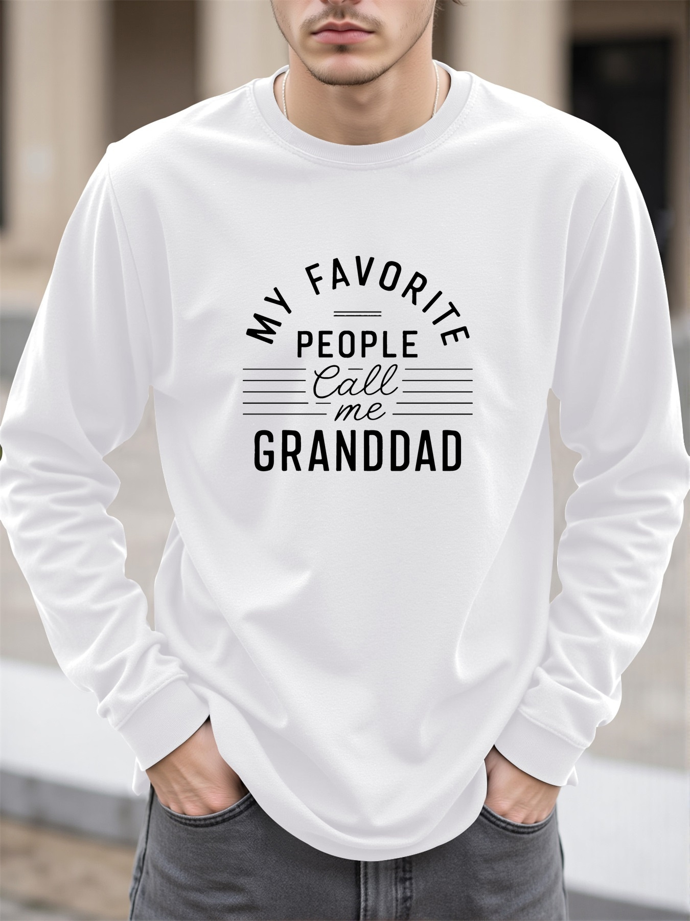 muška     omiljeni ljudi me zovu djedom - oversized casual dugih rukava s bijelim tekstualnim printom, širokog kroja i okruglim izrezom, smeđa/bež boje, pogodna za pranje u stroju – idealni poklon za  , nova odjevna kolekcija, majice za djeda,   za djeda, muške majice za djeda, majice za muškarce s motivom djeda, majice za muškarce djedove, majice za muškarce s motivom djeda, majice za djeda, košulje za djeda,   za tatu  , majice za   u velikim