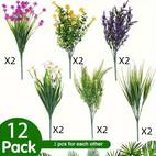 12pcs spring outdoor artificial flower plants anti uv plants plastic artificial flower plants outdoor indoor autumn flowers artificial decoration for weddings