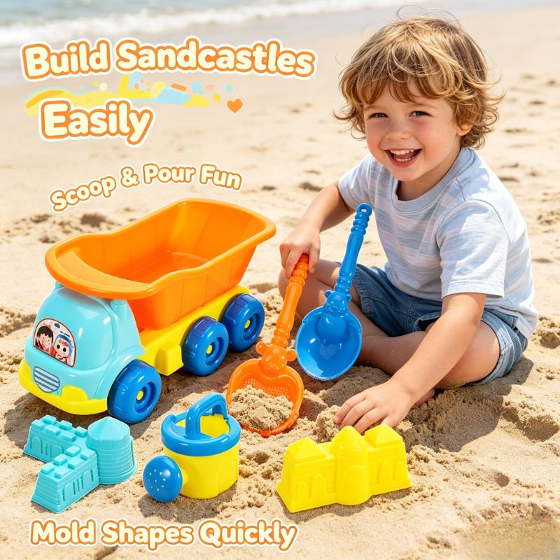 6pcs Beach Sand Play Set with Truck and Molds