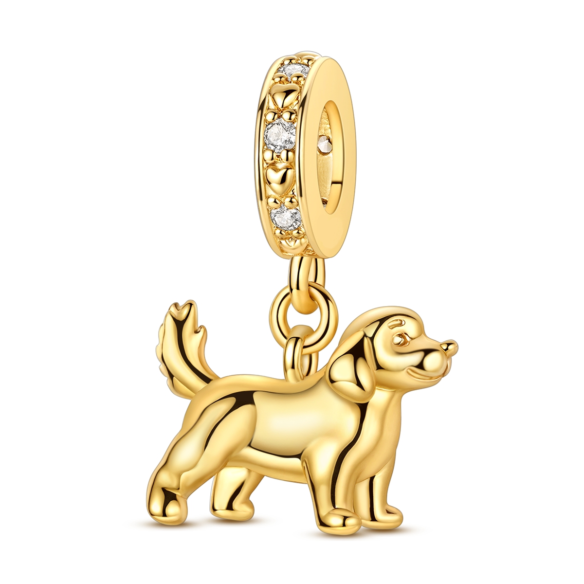 E-shop 1 Stück versilberter Anhänger mit funkelndem kubischem synthetischem Zirkon, Vintage Golden Retriever, für originale Armband- und