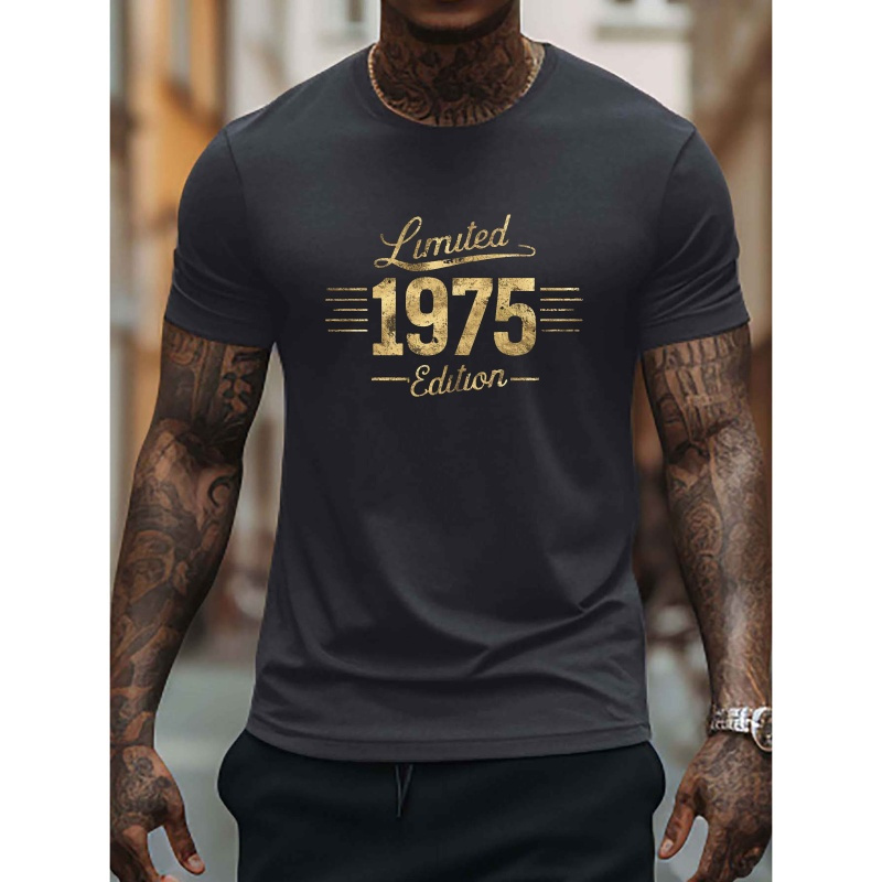 

1975 Graphic T-shirt, Men's Tees, Casual Short-sleeve Shirt For Summer Wear.