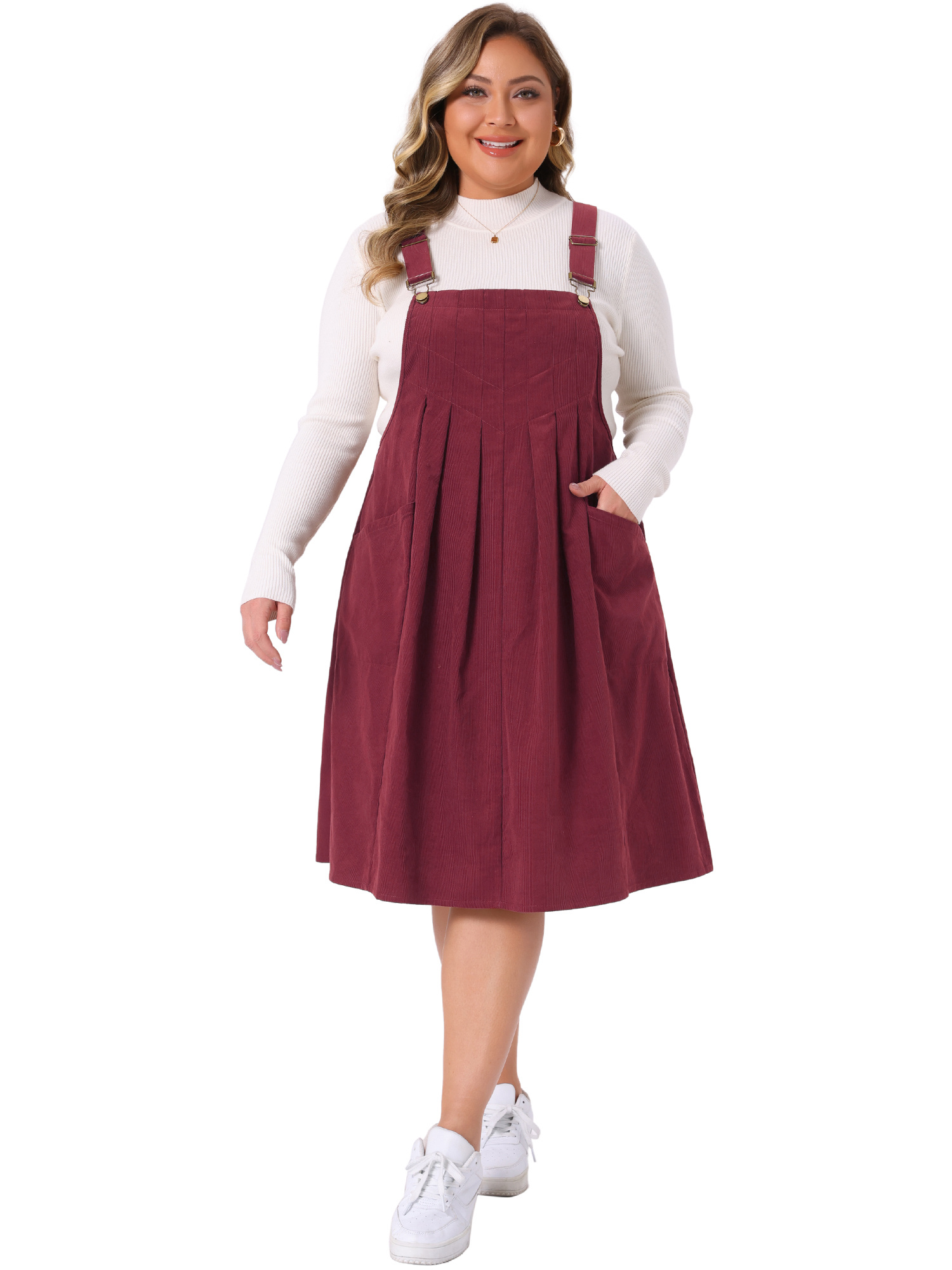 knee length dresses for ladies Frilly Corduroy Apron Pinafore Dress (3 Colors)  Megoosta Fashion