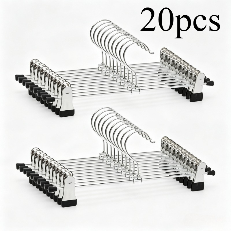Set Of 20, 28.5 X 11cm Stainless Steel Pants Hangers Anti-slip Seamless Hangers