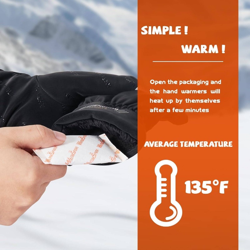 Disposable Single-Use Hand Warmers - Air-Activated Heat Packs for Hands, Toes & Body | 12-Hour Warmth, Battery-Free & No Electronics | Safe for Sensitive Light, Ideal for Outdoor Activities, Camping, Sports & Cold Weather | Portable Warmth for Emerg