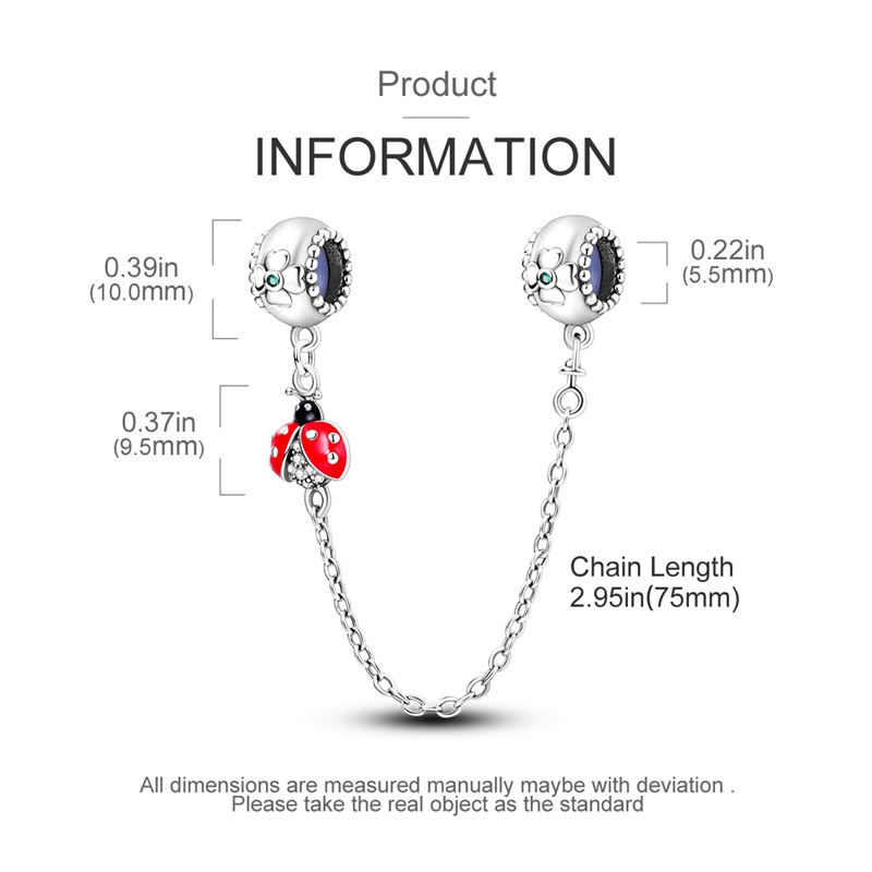925 Silver Clover Ladybug Bead Charm, Perfect Gift for Her