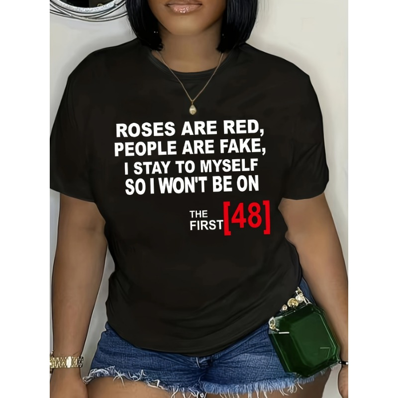 

Stylish Letter Neck T-shirt - Soft, Breathable, Casual Short Sleeve Tee For Women -