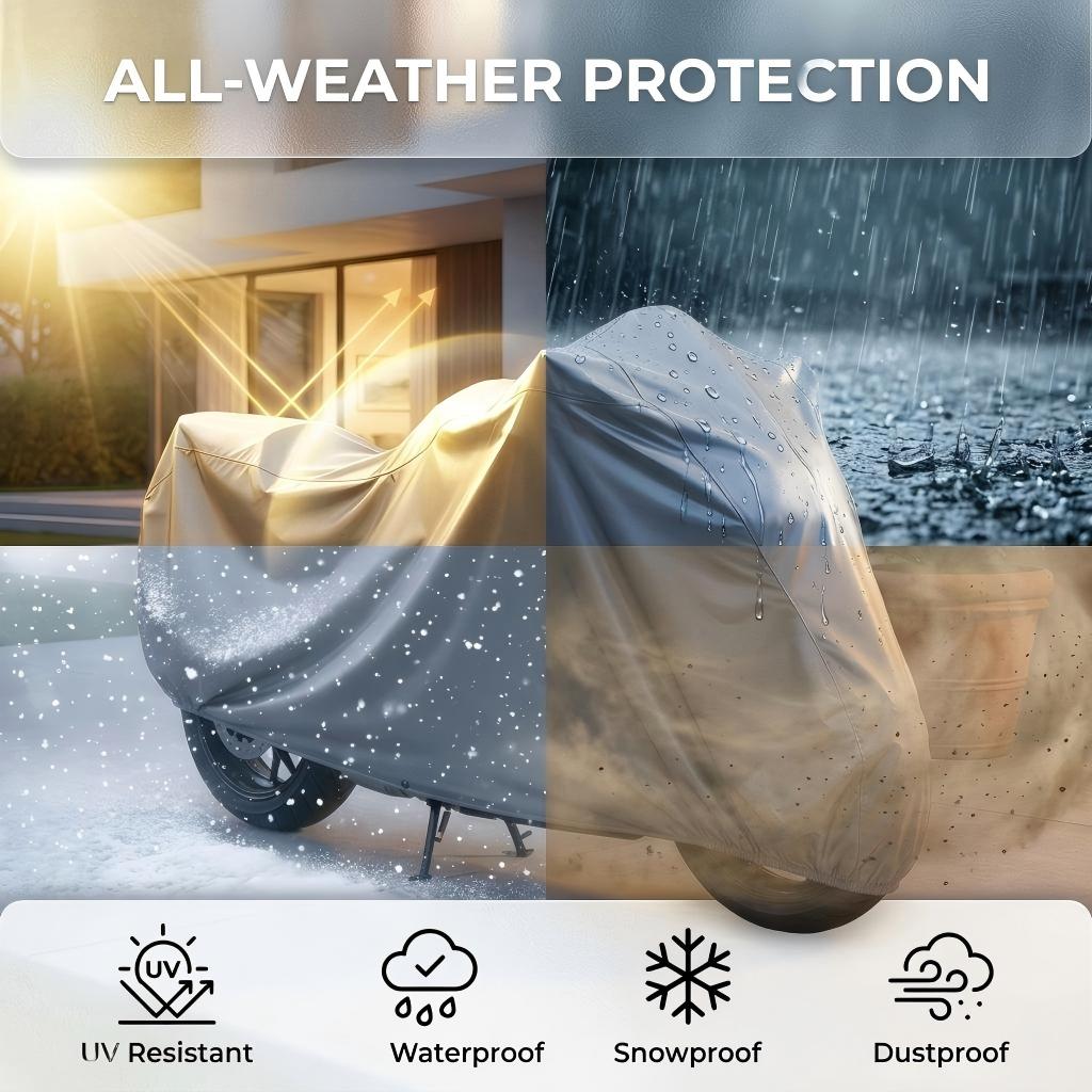 E-shop Staubdichte Motorradabdeckung für den Innenbereich + Allwetter-Schutzabdeckung für den Außenbereich, wasserdicht, sonnen-, schnee-, staub-