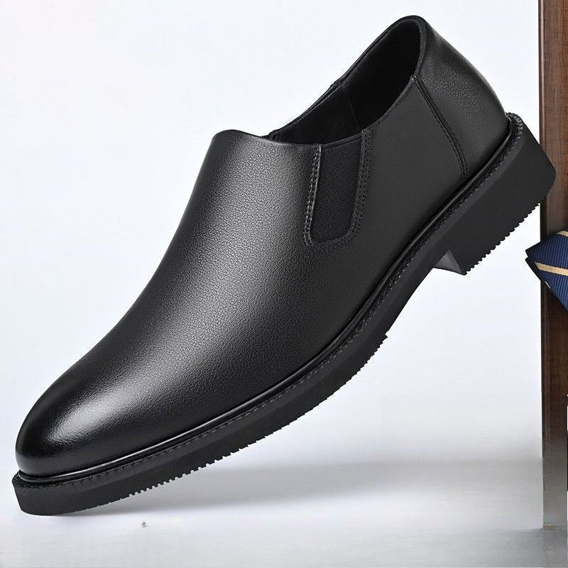 TEMU Men's Fashion Shoes; Men's British Formal Dress Casual Shoes; Sole Slip- Casual Genuine Leather Shoes For Groom.