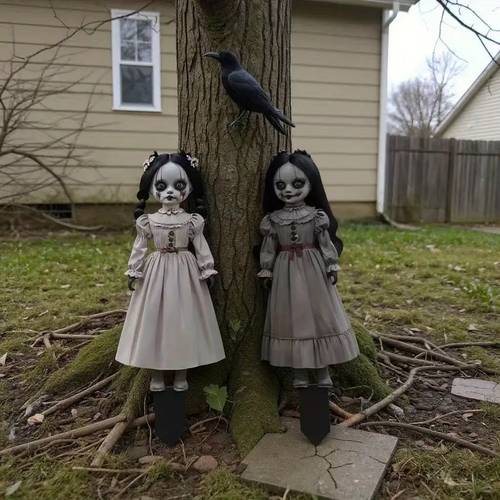 2 halloween 14inch large horror dolls halloween yard decoration plastic signs halloween lawn flags outdoor garden decorations halloween party yard arrangements