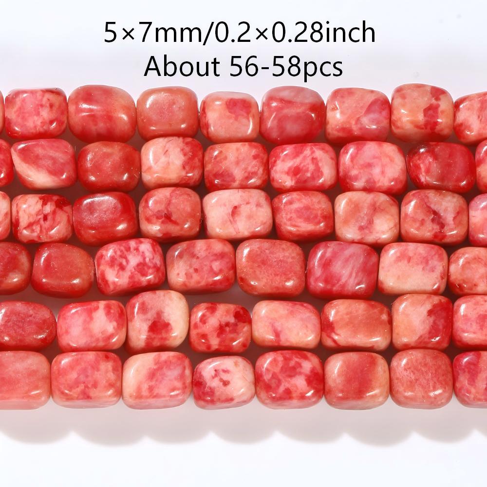 TEMU 5x7mm Red Jasper Fillet Cube Beads For Jewelry Making Necklace Bracelet Earring Additions Gifts About 56-58pcs