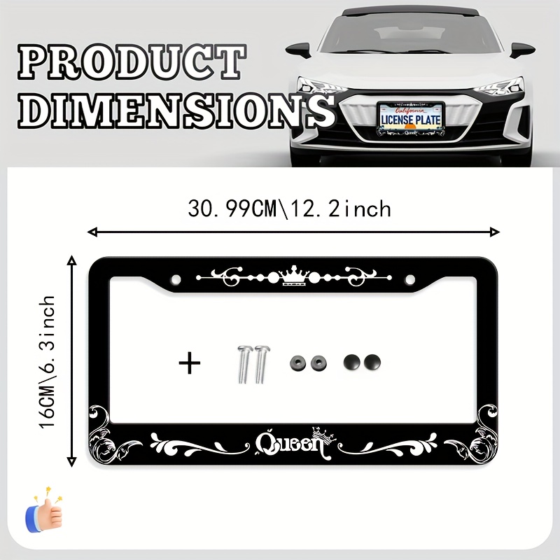 A Set Of Exquisite And Durable Car License Plate Frames, Waterproof Metal And Easy To Clean, Suitable For , Unisex, Festive Decoration, Beautiful Exterior Car Decoration, Suitable For Most Vehicles