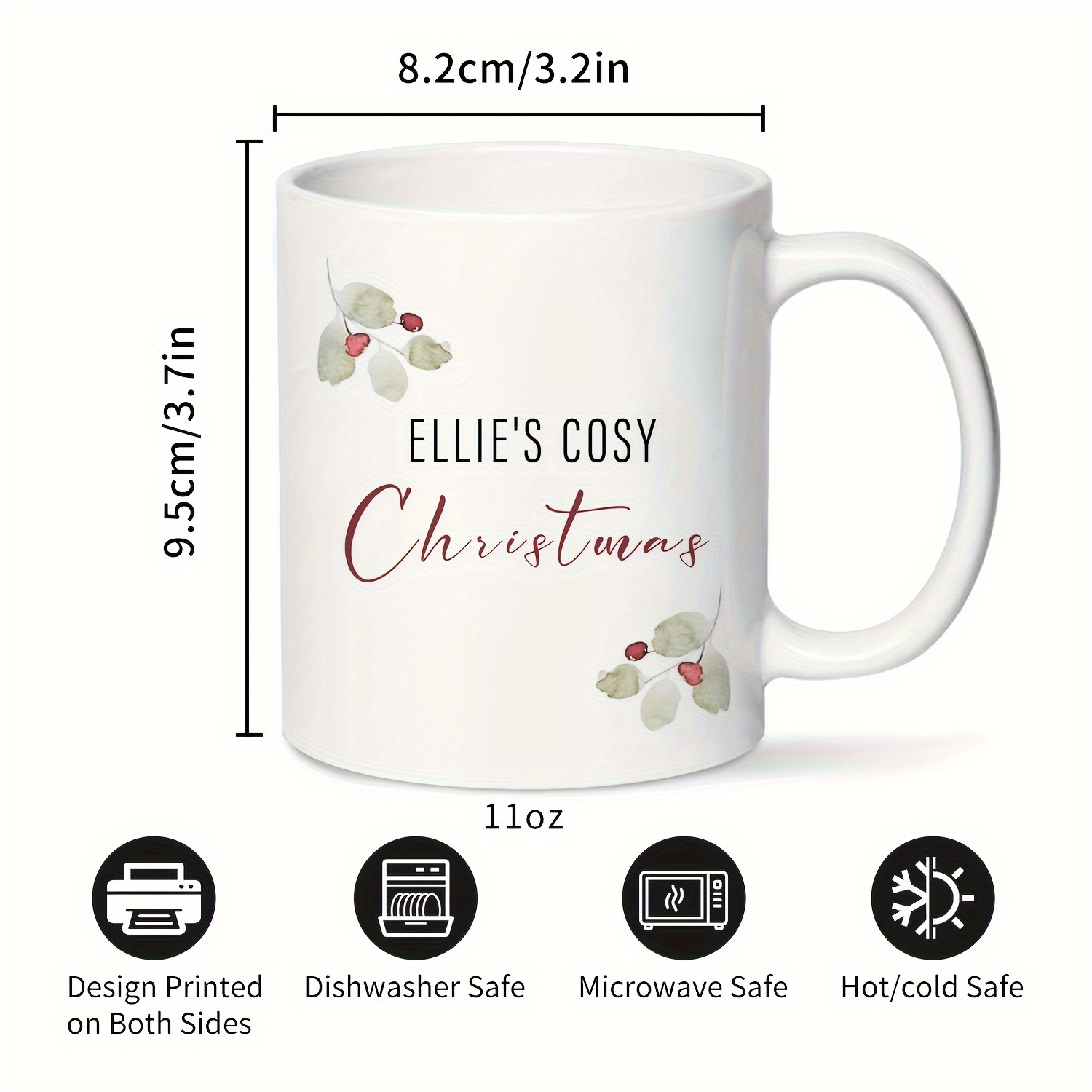1pc   cozy christmas ceramic mug 11oz customized festive   design bpa free insulated coffee cup hand wash only reusable recyclable for home office party centerpieces housewarming gift multi holiday use halloween hanukkah christmas easter thanksgiving christmas mug holiday drinkware cursive font style bpafree material details 0