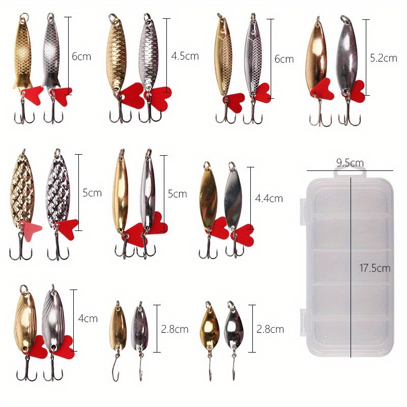 TEMU 20pcs Metal Fishing Spoon Lures Hard Baits Saltwater Fishing Lures Spinner Baits, Spoon Lures Fishing, Blue And Silvery Fishing Spoon, Fishing