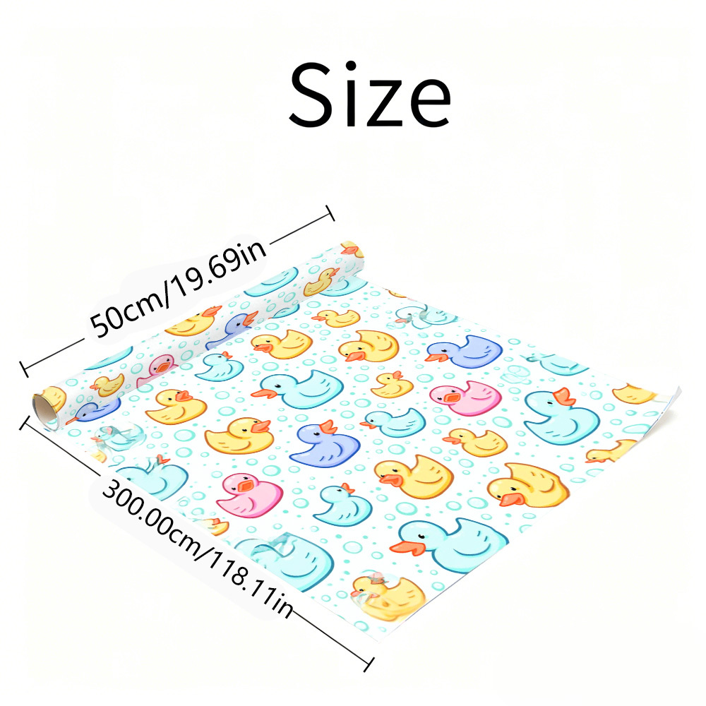 TEMU 1 Rolle niedliches Cartoon-Geschenkpapier mit kleiner gelber Ente bunten Entenküken bedruckt, 20 Zoll × 118 Zoll, Geschenkpapierrrolle,