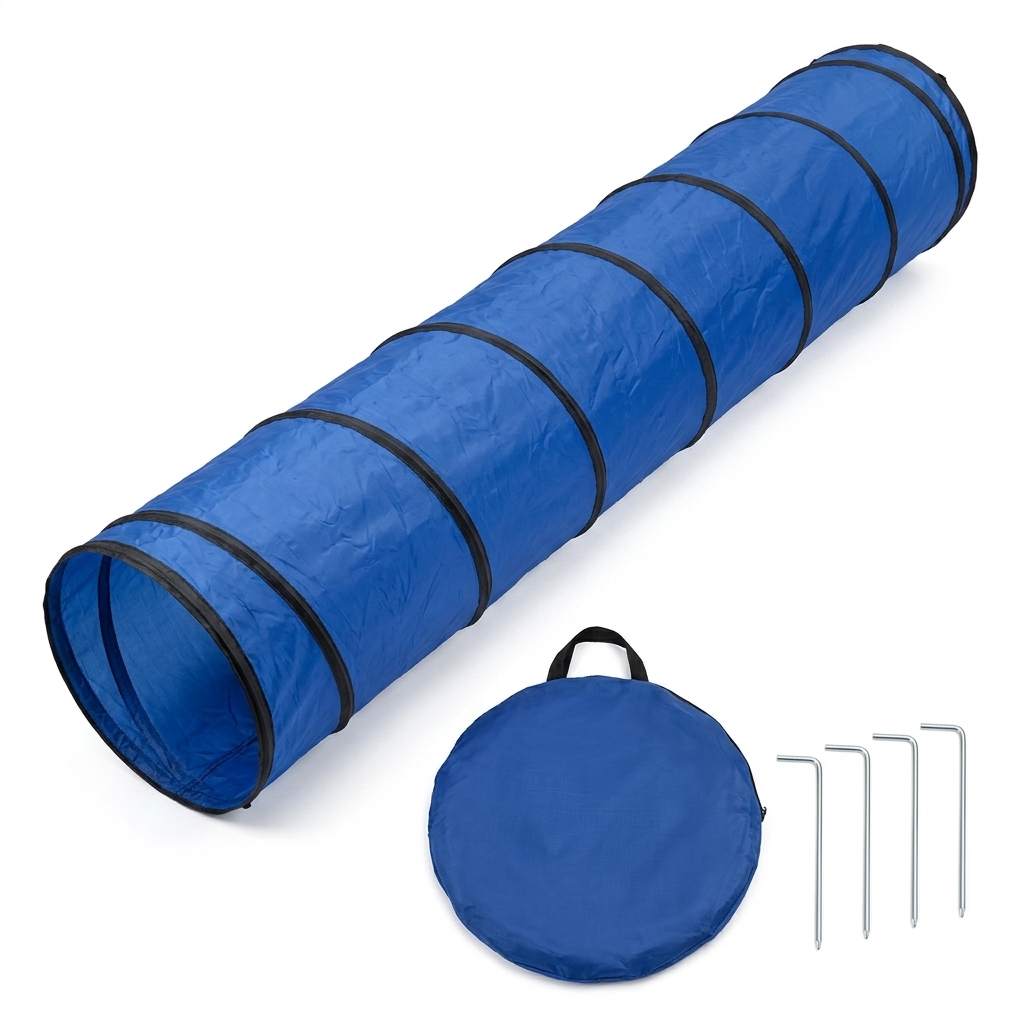 TEMU Pet Cat And Dog Tunnel, 43*195cm, Long Tunnel Interactive Toy For Cats And Dogs, Foldable Toy, With 4 Ground Stakes, Prop For Pets