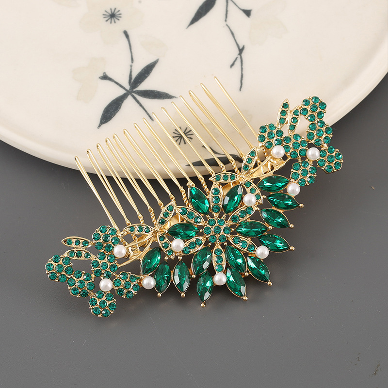 TEMU 2024 New Style Updo Hair Accessories Wedding New Chinese Style Ancient Style Hair Accessories Women Alloy Rhinestone Hair Comb Hair Clip Bride