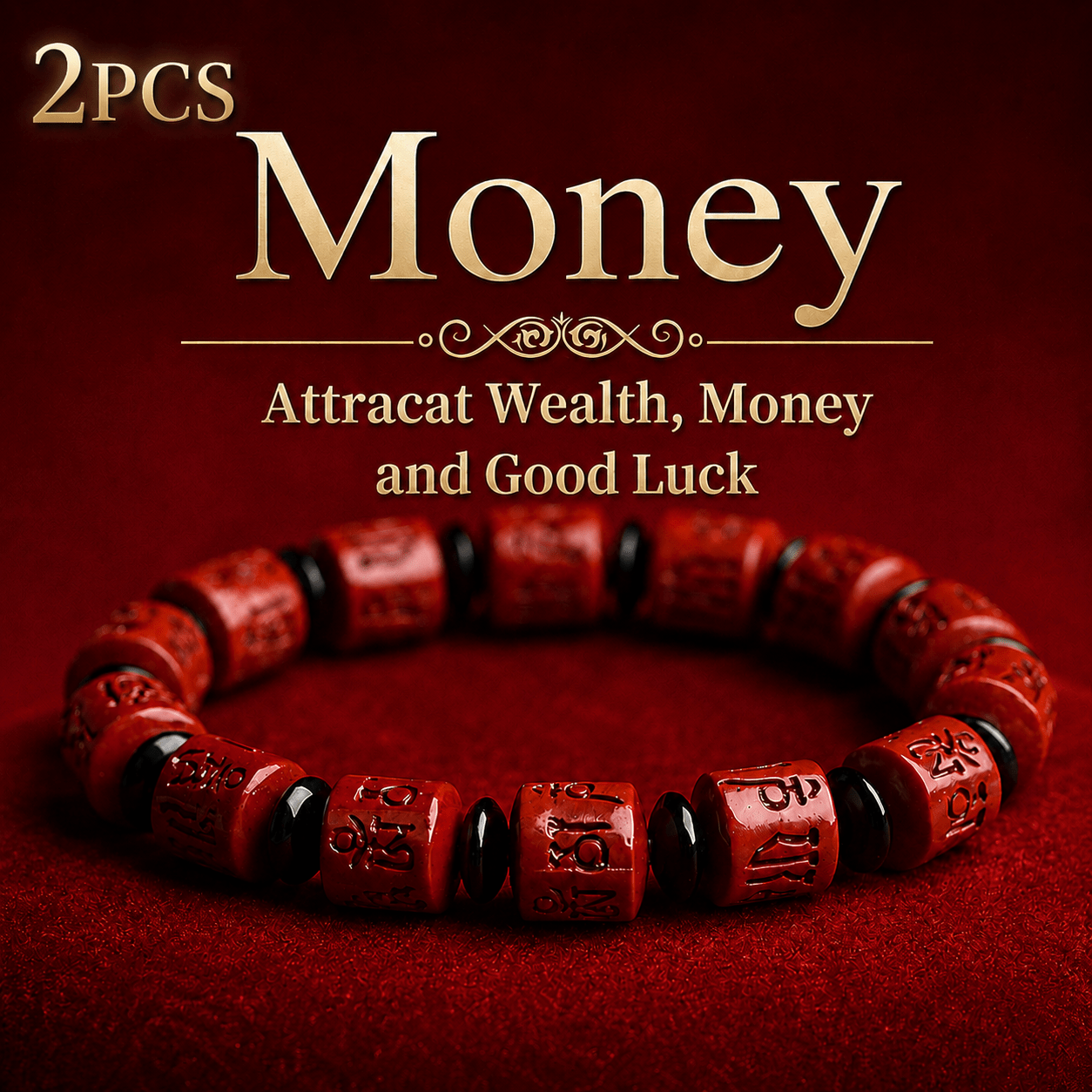 TEMU 2pcs Wealth Bracelet Set, Made Of Purple-golden And Natural Stone Beads, Symbolizing , And Luck, Unisex Amulet Jewelry, Perfect Gift For Family,