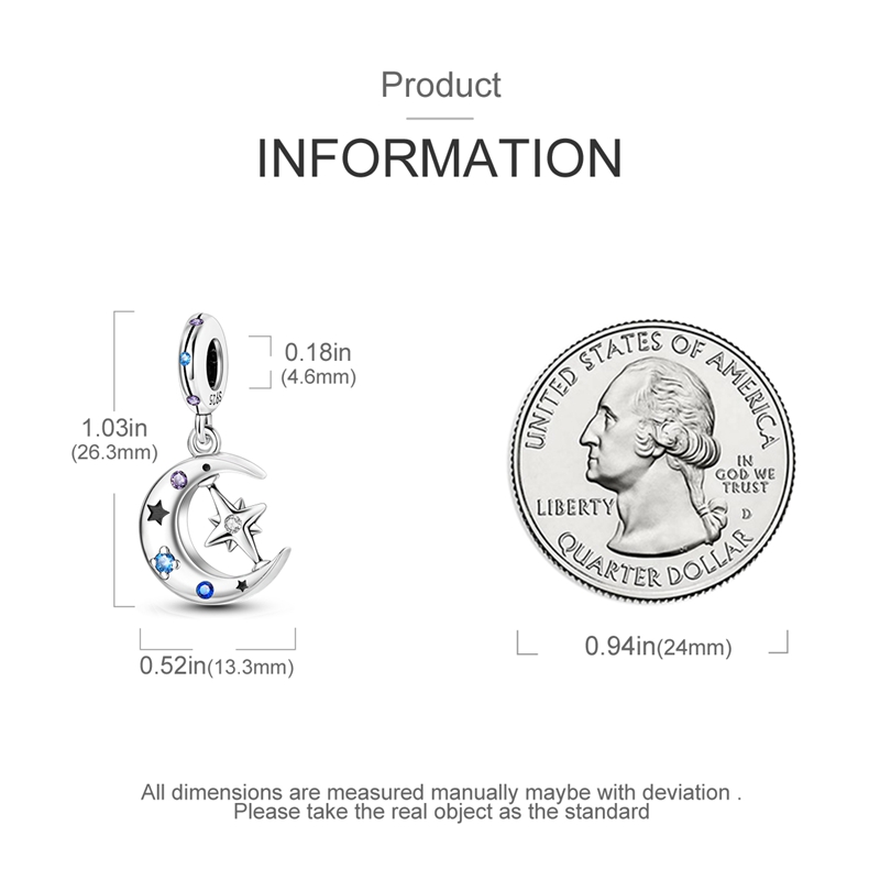 Rotating Star and Pendant, 925 Silver Charm