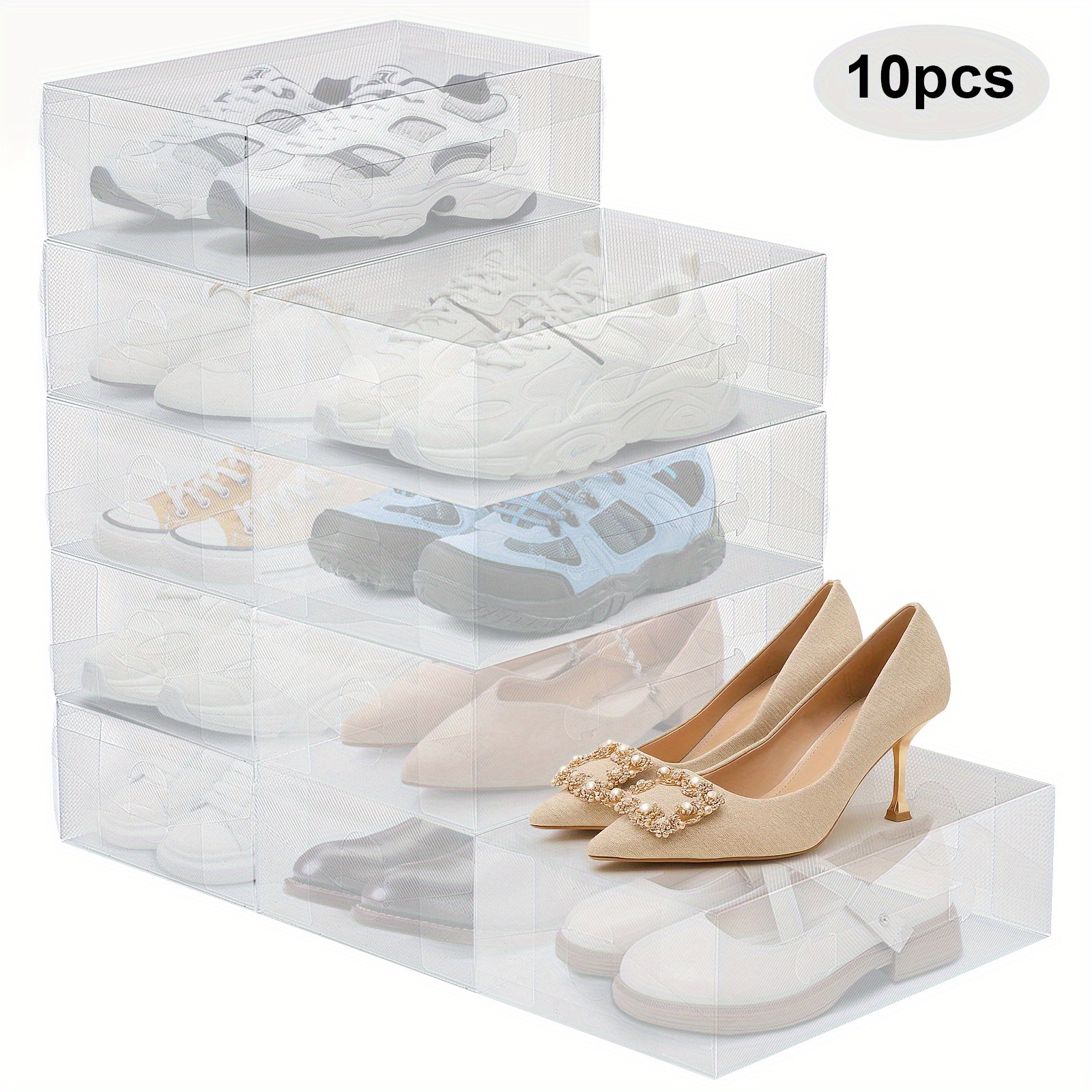 TEMU 10/ 20 Pack Shoe Storage Boxes - Stackable Storage Boxes For Shoe/ Trainer Storage -shoe Organiser Box Set For Men/ Women - Travel Shoe Boxes
