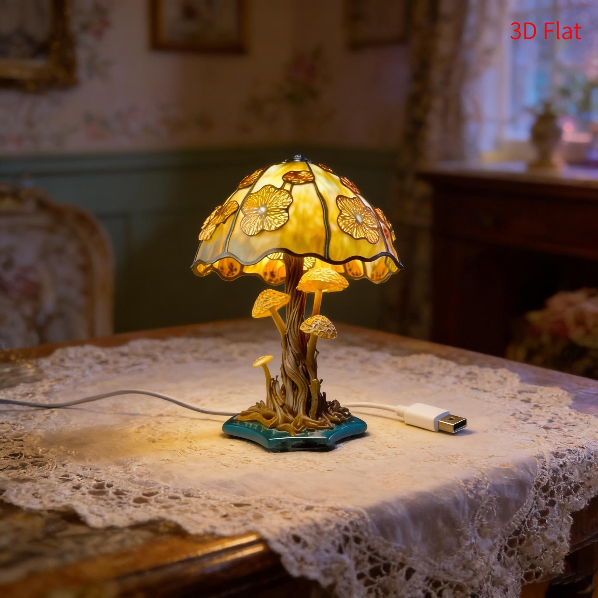 TEMU 1pc 3d Cute Mushroom Figurine Lamp And Light Decoration, A Romantic Atmosphere, Suitable For Apartment, Desktop, Office, Bedside Decoration,
