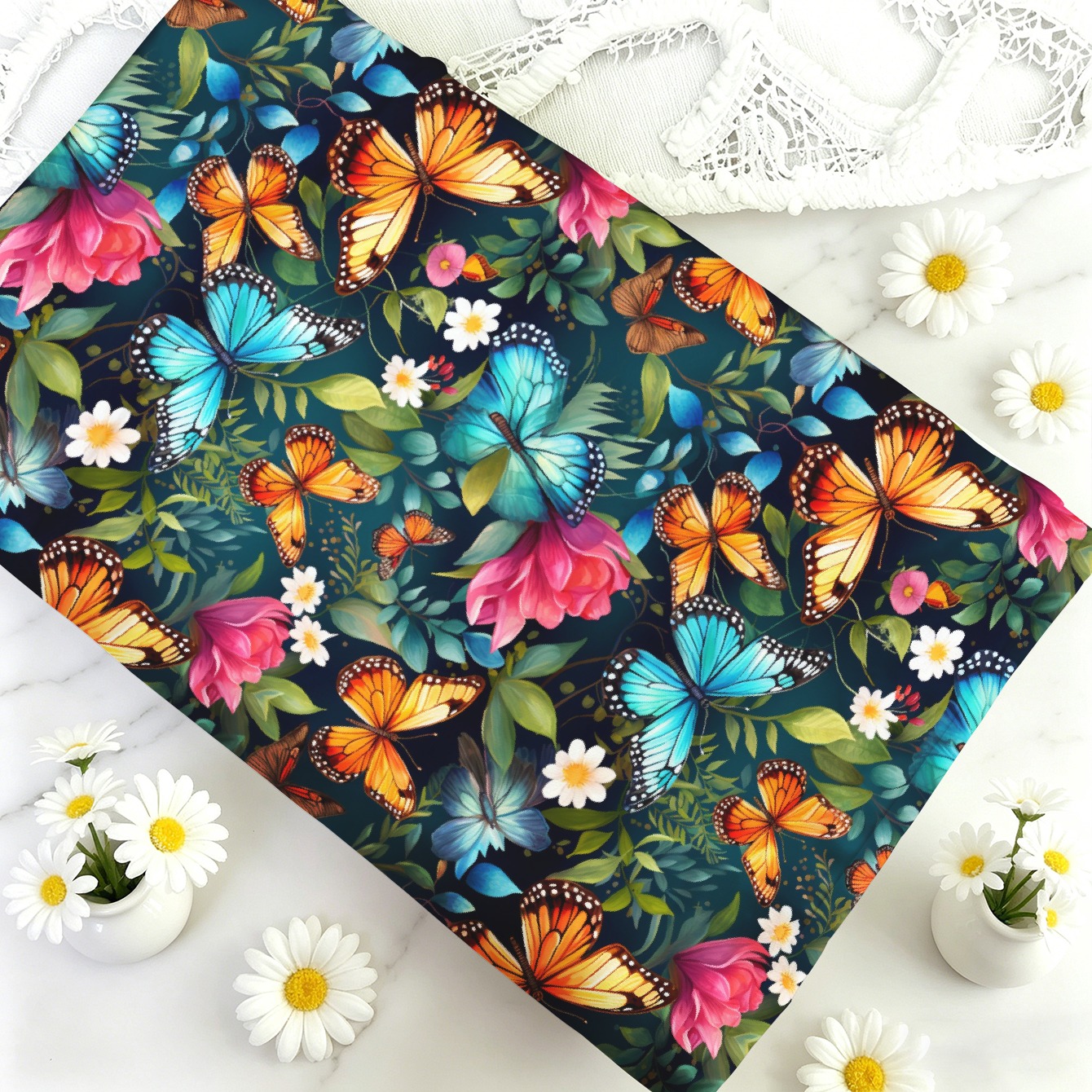 TEMU 1pc Floral Pattern Fabric, Multiple Sizes Available, Soft And Comfortable Polyester Fabric For Diy, Suitable For , Diy Crafts, Diy Bags,