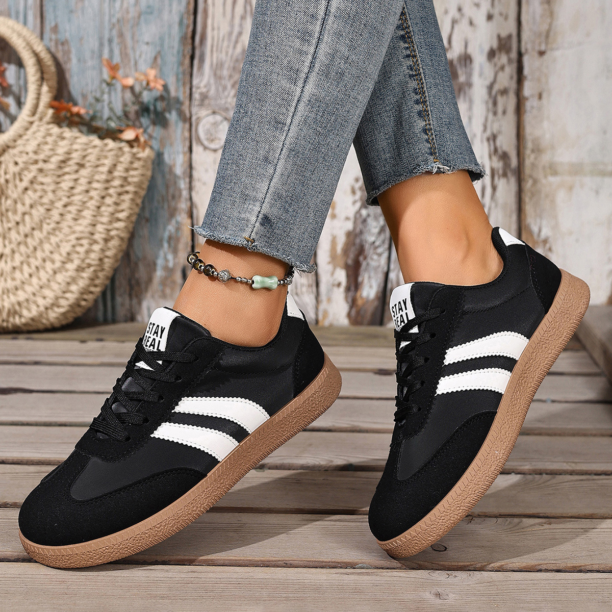 TEMU ZOSIVC Chaussures de sport à lacets pour femmes, mode décontractée, semelle souple, noir, blanc, bleu et plus de couleurs disponibles, design à