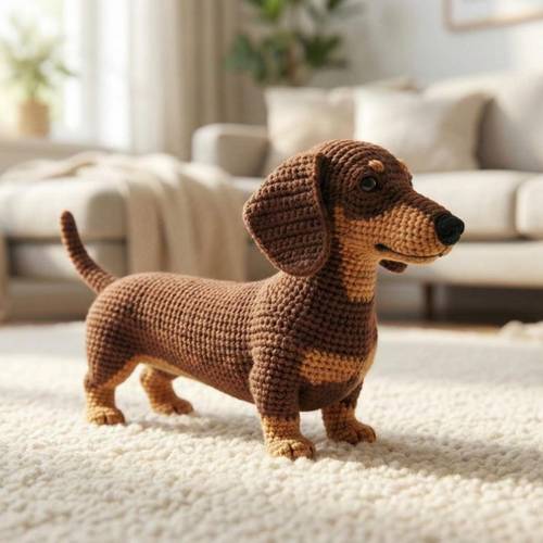 1 set animal rubber dog dachshund crochet kit crochet amigurumi kit adult crochet handmade beginner animal crochet kit handmade crochet for craft lovers crochet kit for adults crochet kit paper basic english instructions with step