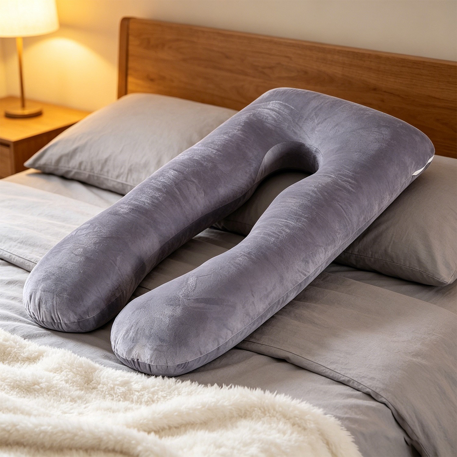 Image of U-shaped Full Body Pillow, Ergonomic Side Sleeping Body Pillow, Suitable For Bed, Sofa, , With Detachable And Washable Cover
