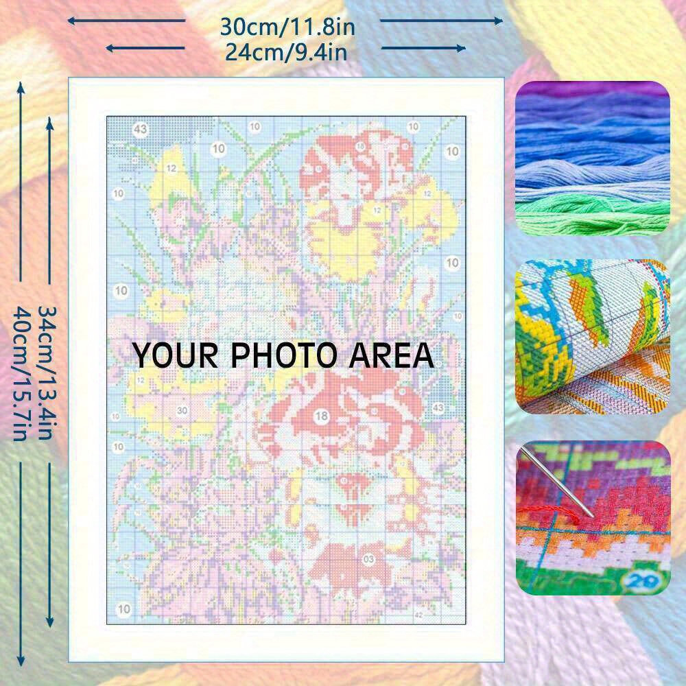 TEMU Photo Customization Stitch Kit, Big Sizes Printed Canvas Diy Your Photo Handmade Holiday & Anniversary Gift To Give Your Friend