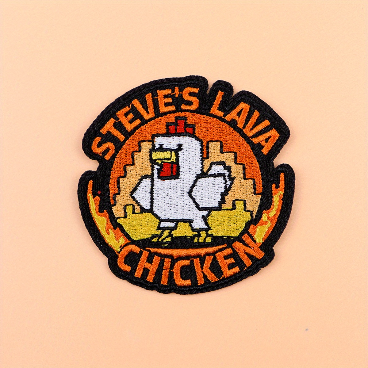 's Lava Chicken" Cartoon Embroidered Patches Applique Patch Sticker Sewing Clothing Hat Denim Badges Iron On T-shirt Accessory 1pc