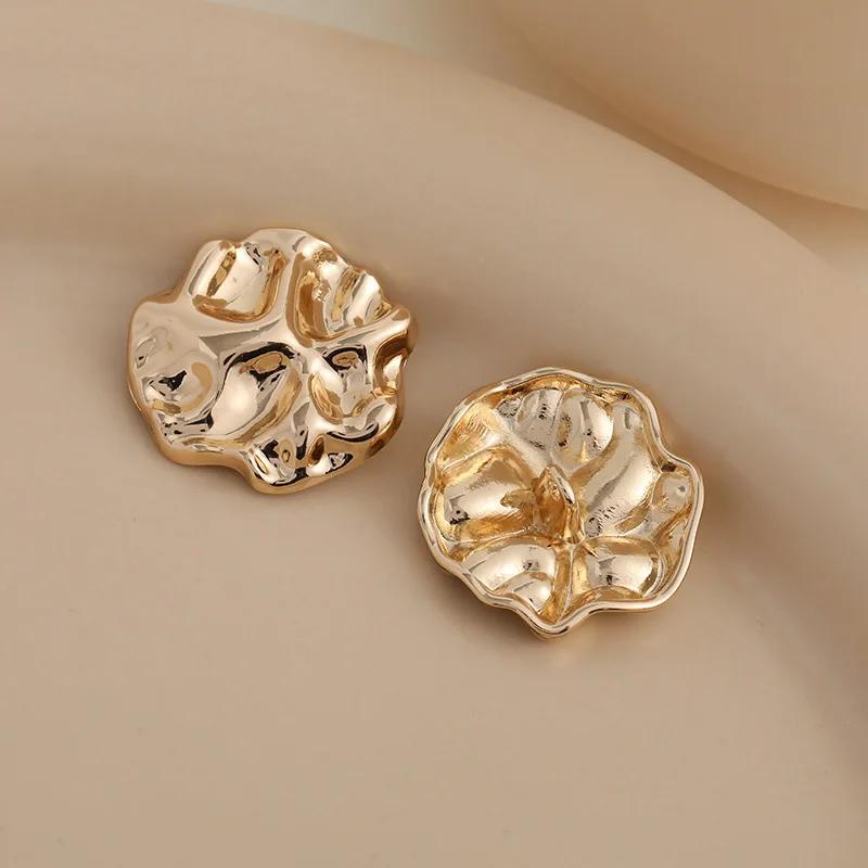 5pcs elegant golden zinc alloy shank buttons irregular shape   womens sweaters coats details 1