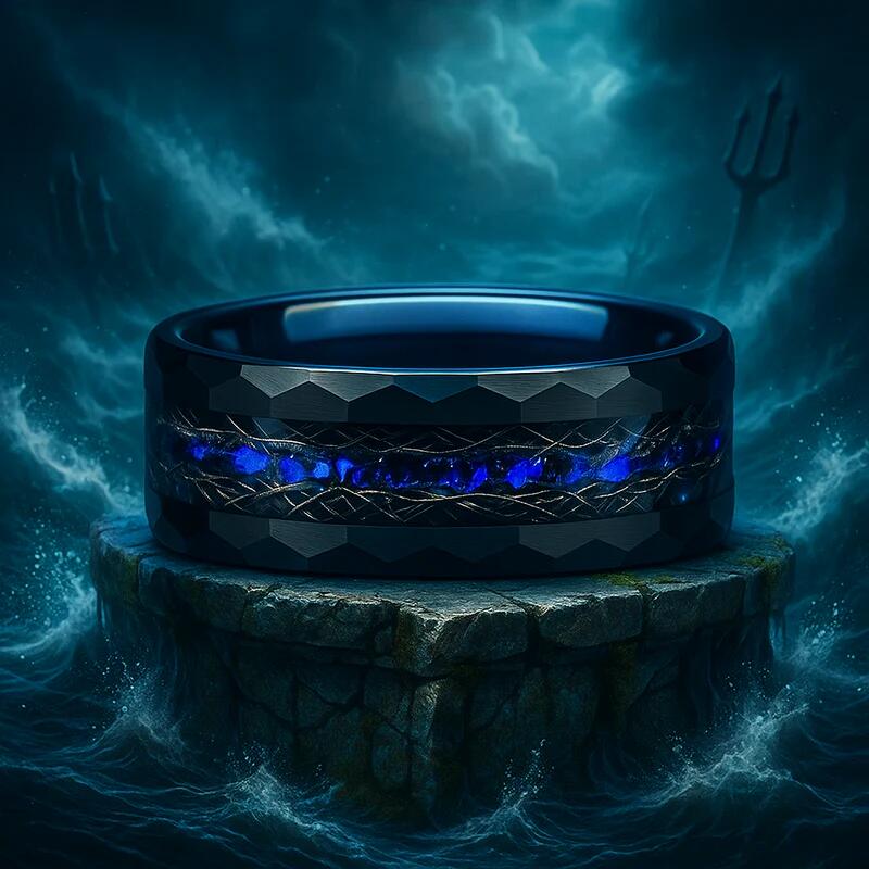 Fashionable Tungsten Steel Ring with Star-Shaped Sequins