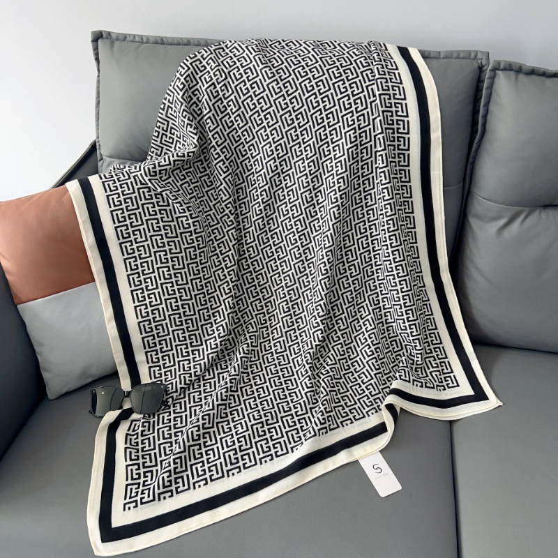 TEMU High-quality 100% Viscose Geometric Pattern Print Vintage-style Men's Scarf, Thin And Warm, Fashionable And Versatile, Decorative, Large Size,