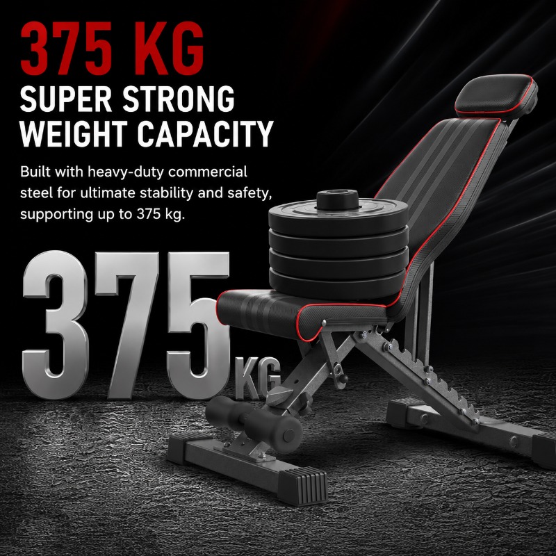 660 Lbs Weight Capacity Adjustable Weight Bench, Extended Head & Neck Protection Spine Support Workout Bench, Fast Folding Exercise Bench For Bench Press Home Gym.