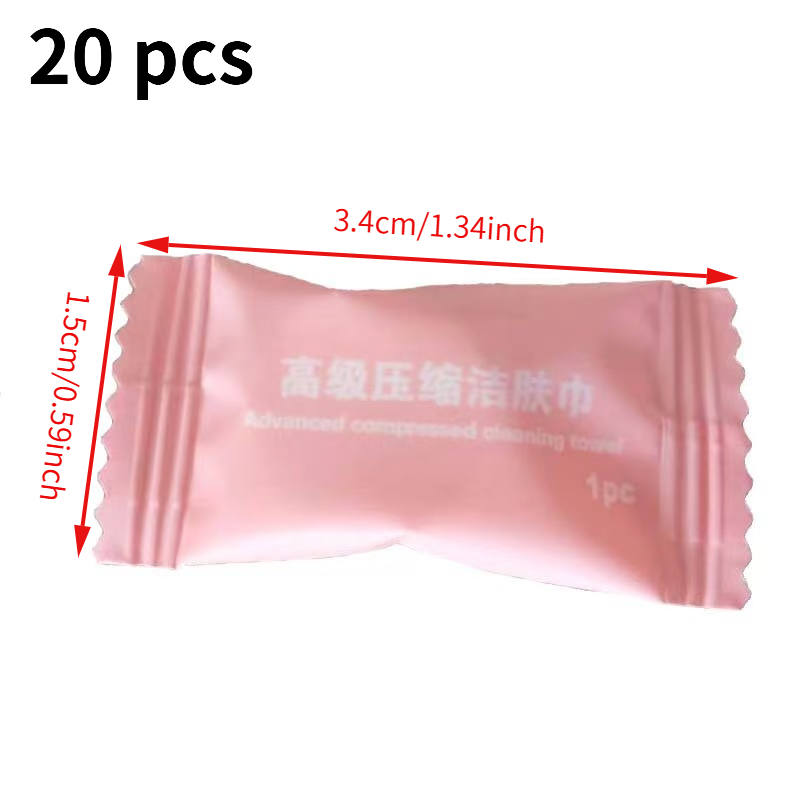 A Pack Of 20 Disposable Compressed Towels, Designed For Portable Travel Use, Suitable For Trips, , Personal Use, Camping, And Outdoor Activities