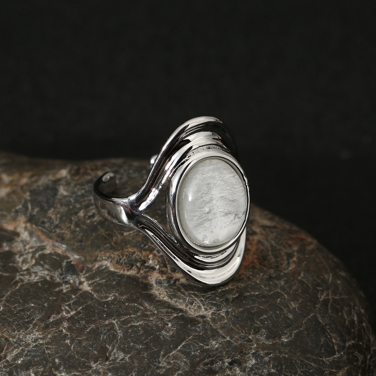 Women's Copper Luxury Egg-Faced Adjustable Open Ring