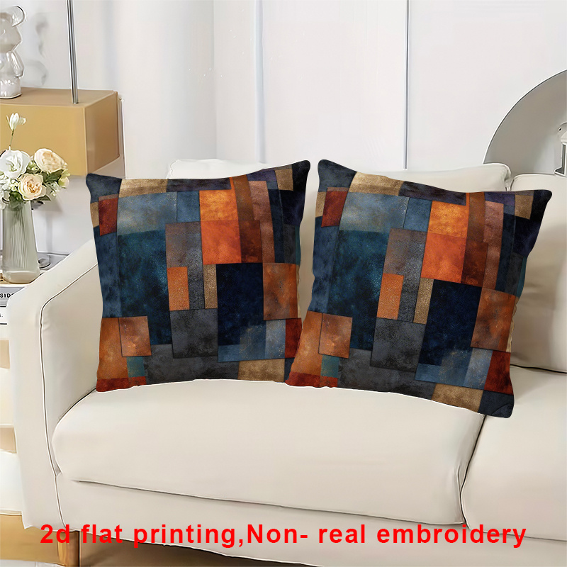 TEMU 2pcs Abstract, Geometric, Collage Pillowcases, Suitable For Cars, Farmhouses, Living Rooms, Bedrooms, Sofas, , Patios, Outdoors, No Pillow