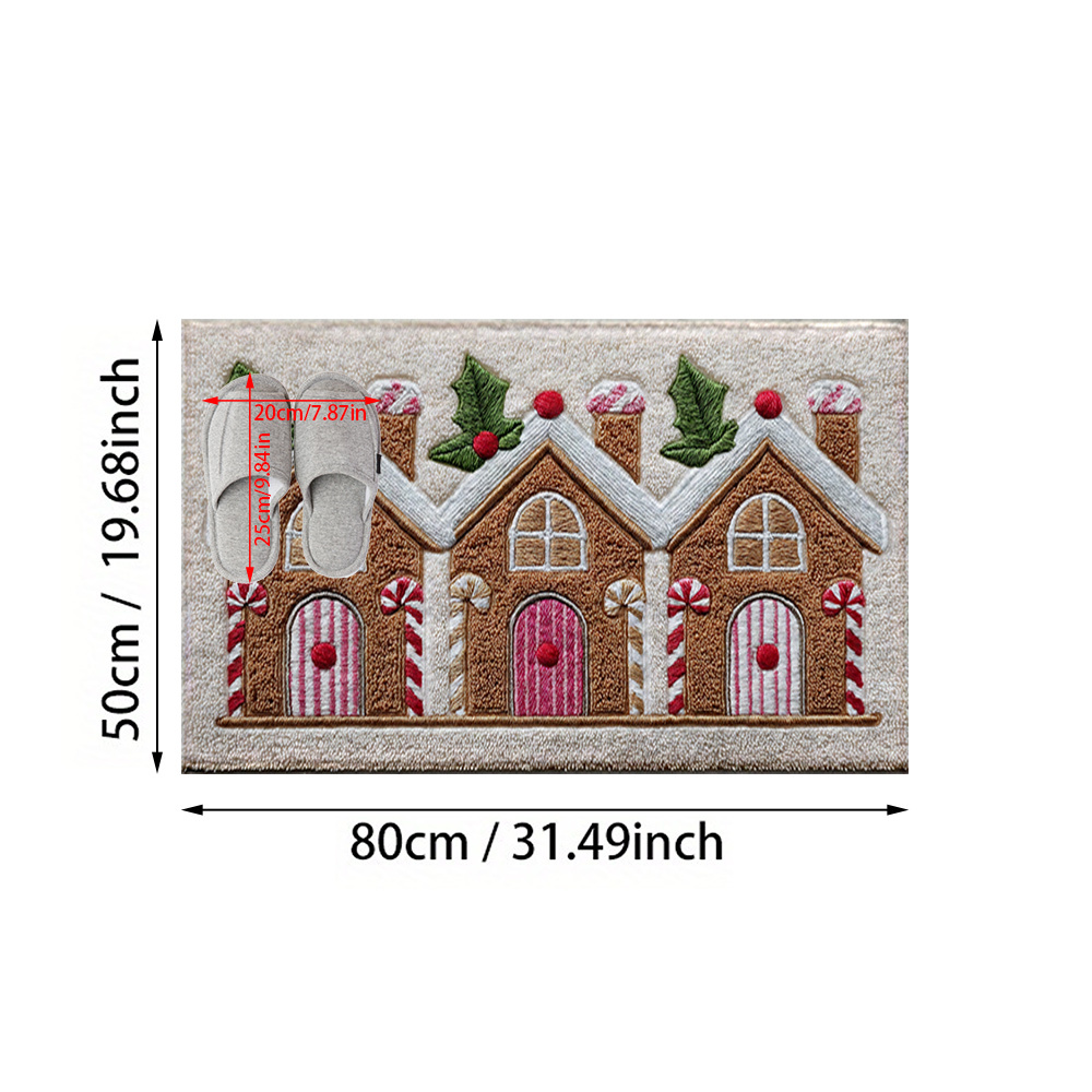 TEMU 1 tapis de sol antidérapant imprimé motif maison de Noël facile à installer, en , tapis en super fibre antidérapant, idéal pour les fêtes, les